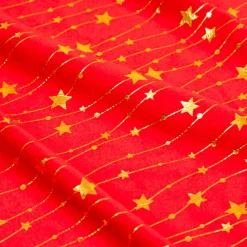 JJA Nappe de Noël rectangulaire (360 x 140 cm) Pluie d'étoiles Rouge Sale
