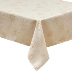 JJA Nappe de Noël rectangulaire (360 x 140 cm) Nuit étoilée et doré Beige Best