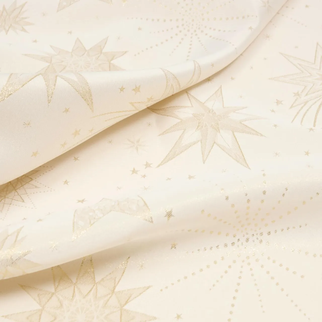 JJA Nappe de Noël rectangulaire (360 x 140 cm) Nuit étoilée et doré Beige Best