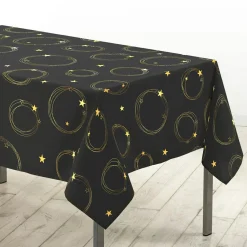 Douceur d interieur Nappe de Noël rectangulaire (150 x 240 cm) Star et Or Noir Hot