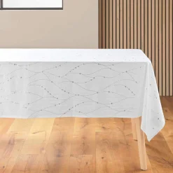 Douceur d interieur Nappe de Noël rectangulaire (140 x 240 cm) Astrelia et argent Blanc Hot