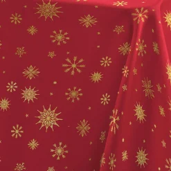 Douceur d interieur Nappe de Noël rectangulaire (140 x 240 cm) Astrelia et or Rouge Clearance