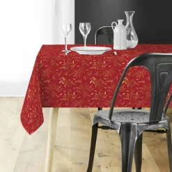 Douceur d interieur Nappe de Noël rectangulaire (140 x 240 cm) Naelle et or Rouge Discount