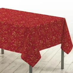 Douceur d interieur Nappe de Noël rectangulaire (140 x 240 cm) Naelle et or Rouge Discount