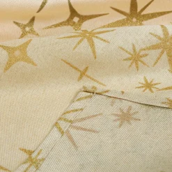 JJA Nappe de Noël rectangulaire (360 x 140 cm) Étoiles Célestes et doré Beige Best