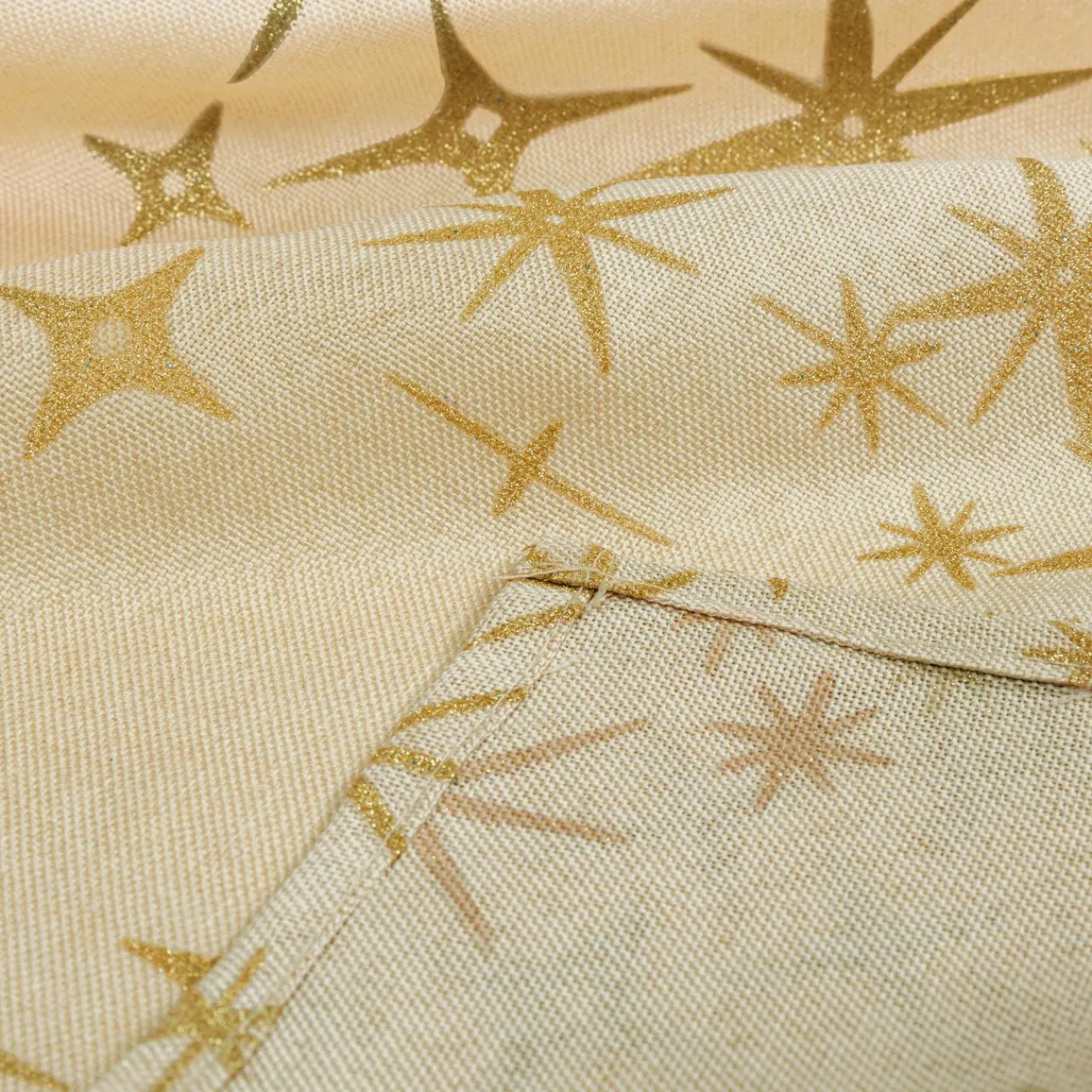 JJA Nappe de Noël rectangulaire (360 x 140 cm) Étoiles Célestes et doré Beige Best