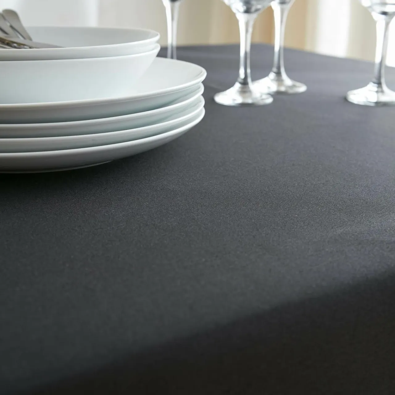 EMINZA Nappe rectangulaire anti tache (140 x 250 cm) Elise e Noir Sale