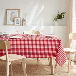 EMINZA Nappe rectangulaire anti tache (140 x 200 cm) Elise Vichy Rouge Vichy-rouge Outlet