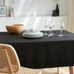 EMINZA Nappe rectangulaire anti tache (140 x 300 cm) Elise e Noir New