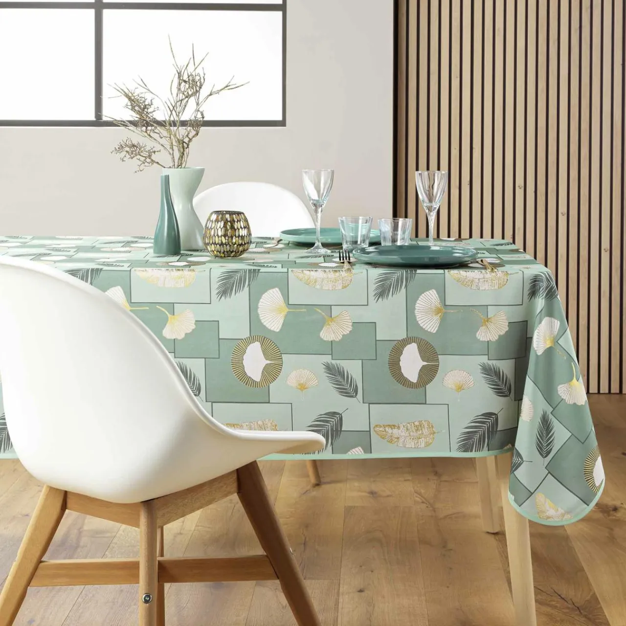 douceur d'intu017drieur Nappe rectangulaire anti tache (145 x 240 cm) Natane Vert sauge Sale