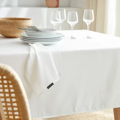 EMINZA Nappe rectangulaire anti tache (140 x 200 cm) Elise he Blanc Outlet