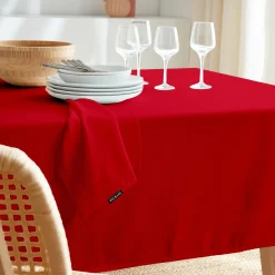 EMINZA Nappe rectangulaire anti tache (140 x 200 cm) Elise Rouge New