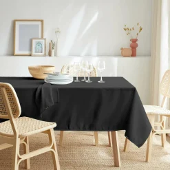 EMINZA Nappe rectangulaire anti tache (140 x 350 cm) Elise e Noir Best