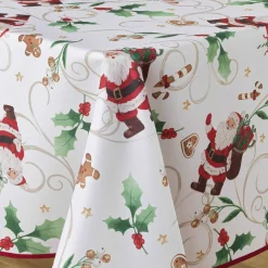 douceur d'intu017drieur Nappe rectangulaire anti tache (150 x 300 cm) Père Noël Blanc Discount
