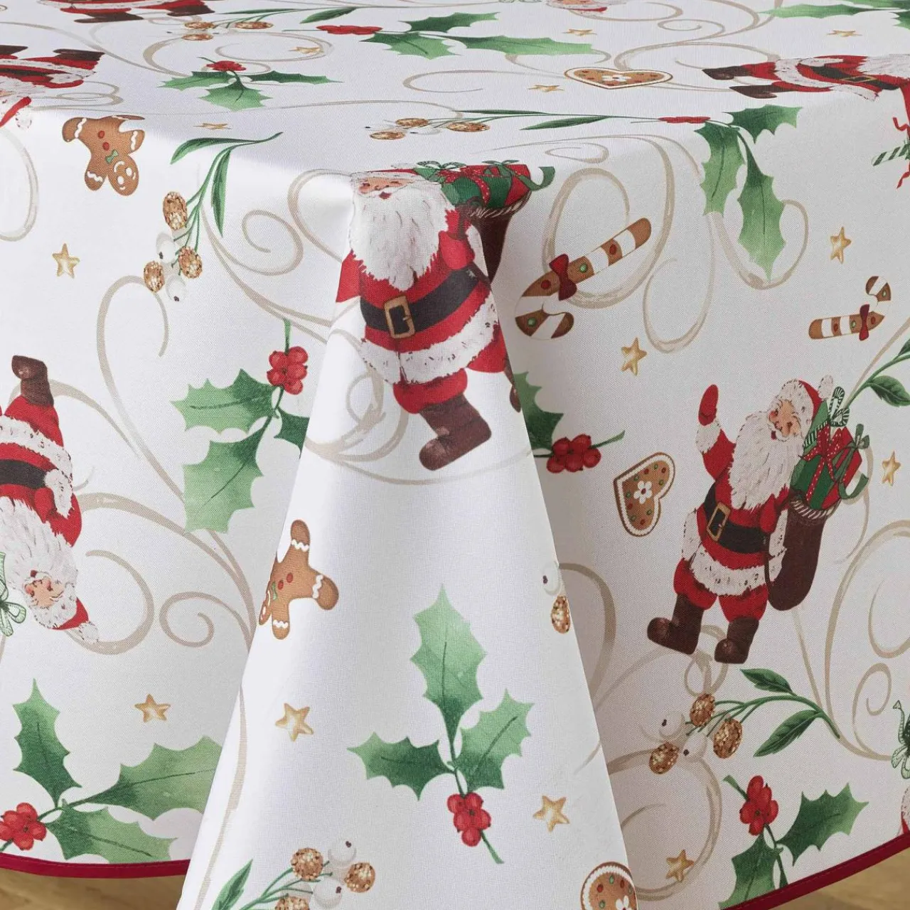 douceur d'intu017drieur Nappe rectangulaire anti tache (150 x 300 cm) Père Noël Blanc Discount