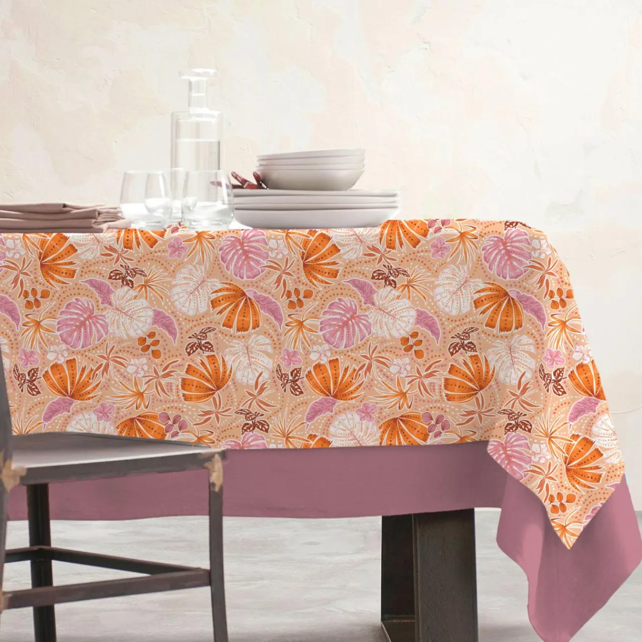 EMINZA Nappe rectangulaire coton enduit (150 x 350 cm) Tenerife Multicolore Discount