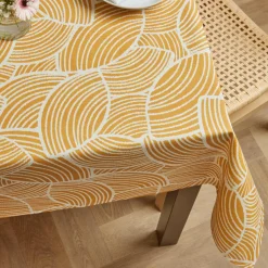 EMINZA Nappe rectangulaire coton enduit (150 x 350 cm) Sarah Jaune moutarde Best