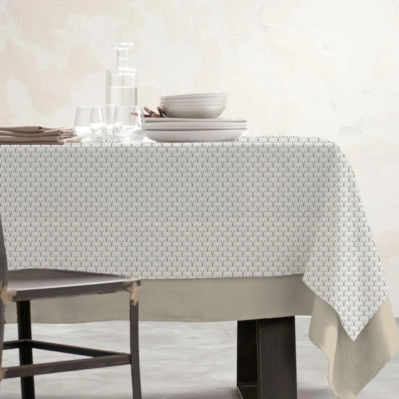 EMINZA Nappe rectangulaire coton enduit (150 x 350 cm) Clara e Gris Sale