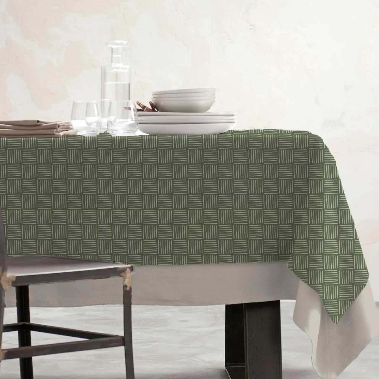 EMINZA Nappe rectangulaire coton enduit (150 x 250 cm) Paolo e Vert Online