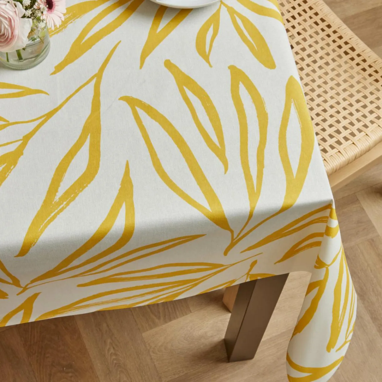 EMINZA Nappe rectangulaire coton enduit (150 x 250 cm) Galice Jaune moutarde Discount