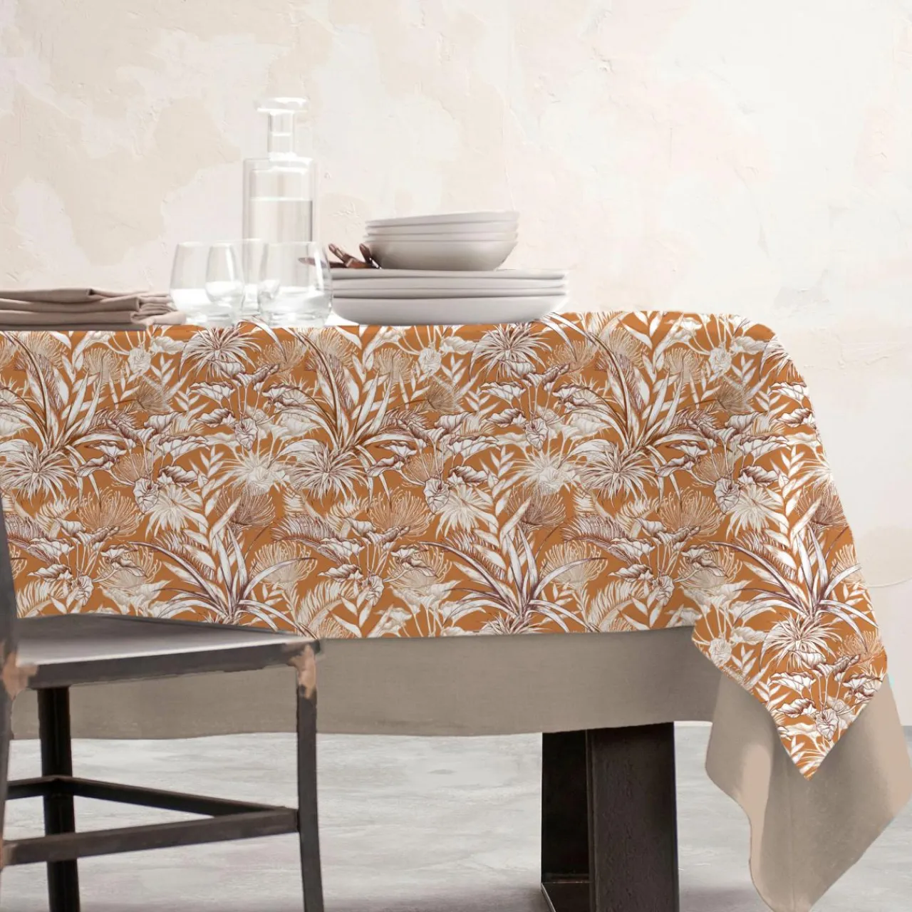 EMINZA Nappe rectangulaire coton enduit (150 x 350 cm) Granada Jaune moutarde Clearance