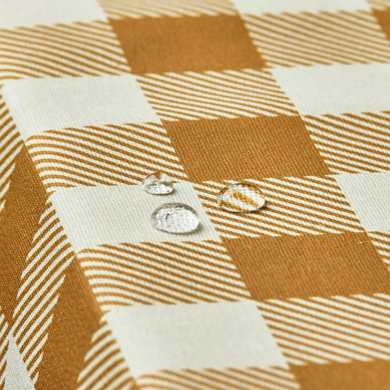 EMINZA Nappe rectangulaire coton enduit (150 x 250 cm) Vichy Jaune moutarde Clearance
