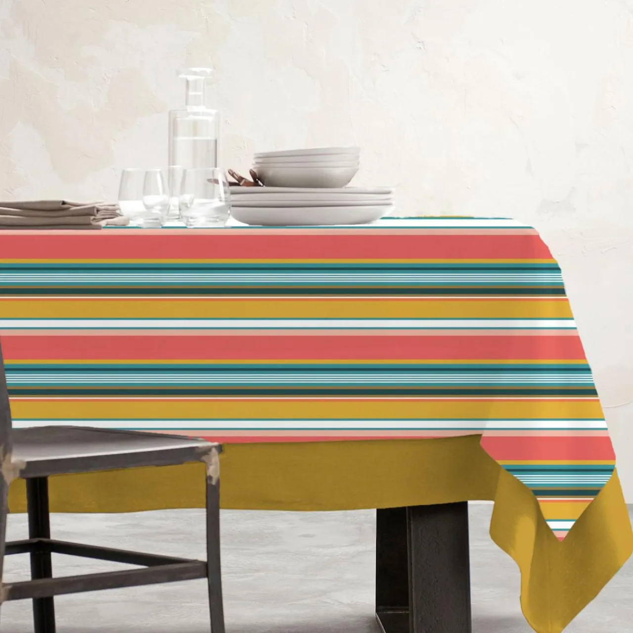 EMINZA Nappe rectangulaire coton enduit (150 x 250 cm) Bonifacio Multicolore Online