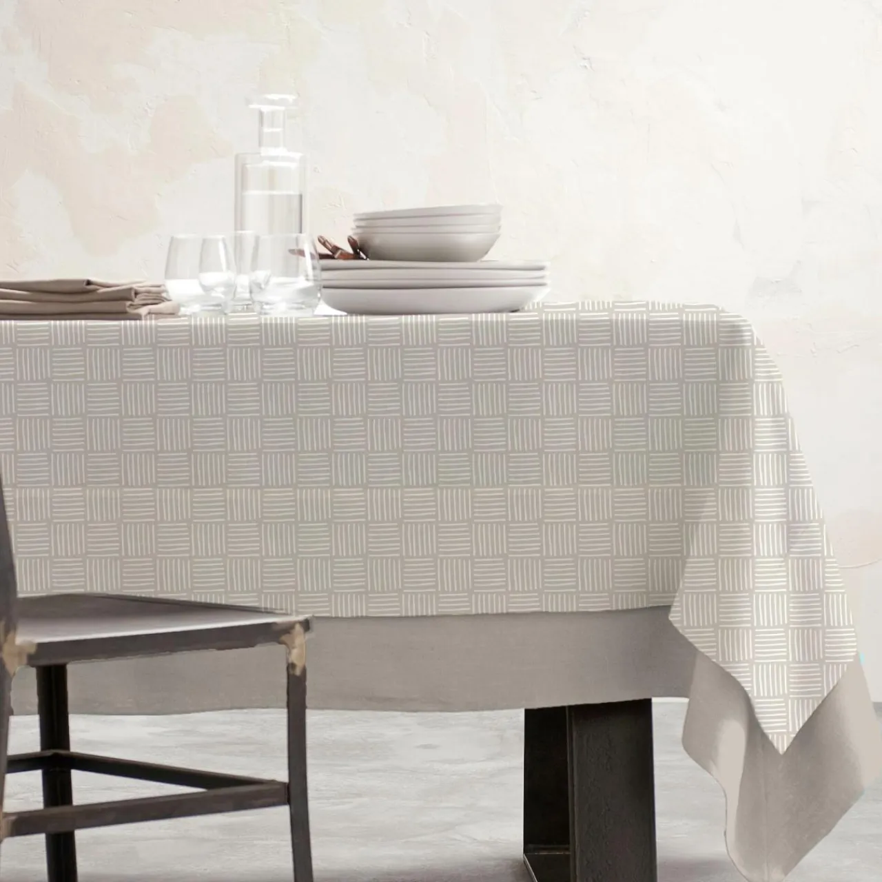 EMINZA Nappe rectangulaire coton enduit (150 x 250 cm) Paolo Beige Online