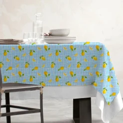EMINZA Nappe rectangulaire coton enduit (150 x 350 cm) Menton e Bleu Sale
