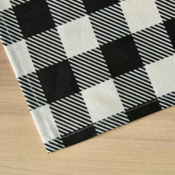 EMINZA Nappe rectangulaire coton enduit (150 x 350 cm) Vichy e Noir Discount