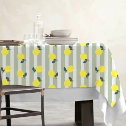 EMINZA Nappe rectangulaire coton enduit (150 x 350 cm) Antibes e Vert Sale