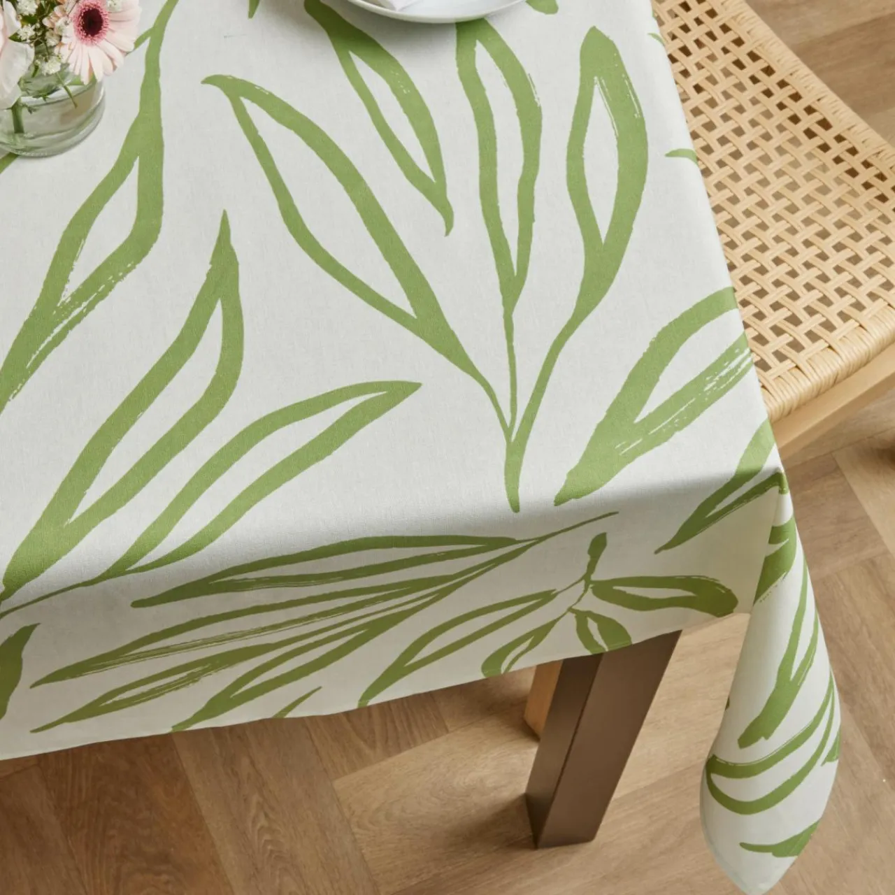EMINZA Nappe rectangulaire coton enduit (150 x 350 cm) Galice Vert Eucalyptus Outlet