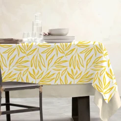 EMINZA Nappe rectangulaire coton enduit (150 x 350 cm) Galice Jaune moutarde Outlet