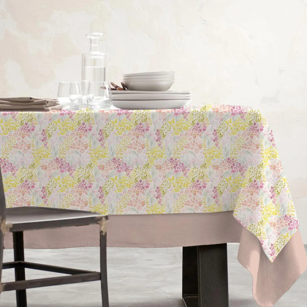 EMINZA Nappe rectangulaire coton enduit (150 x 250 cm) Paquerettes Multicolore Sale