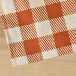 EMINZA Nappe rectangulaire coton enduit (150 x 350 cm) Vichy Terracotta Best