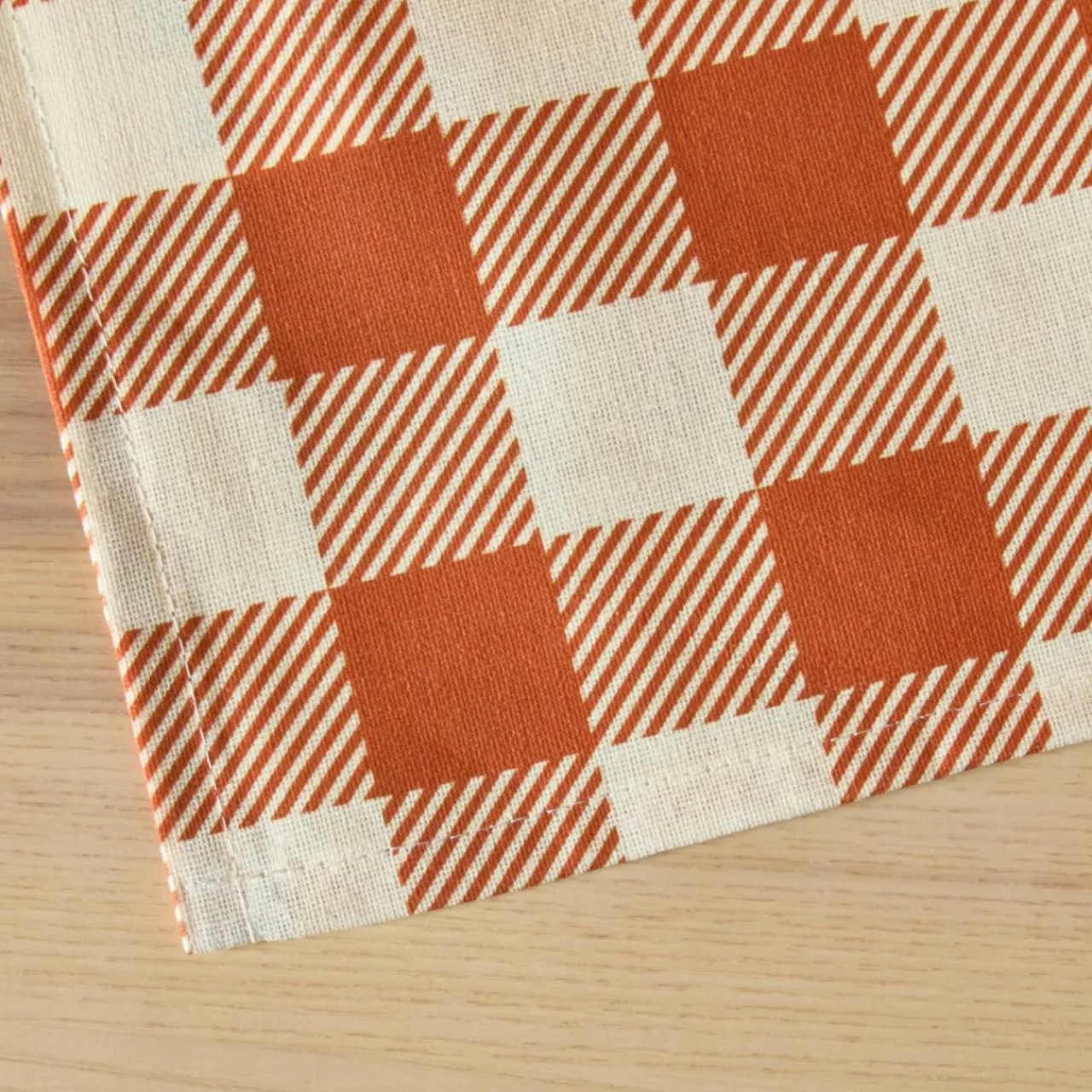 EMINZA Nappe rectangulaire coton enduit (150 x 350 cm) Vichy Terracotta Best