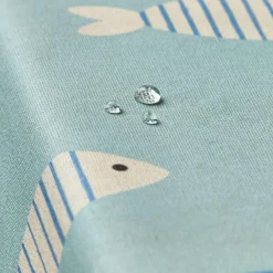 EMINZA Nappe rectangulaire coton enduit (150 x 350 cm) Fish e Bleu Discount