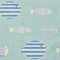 EMINZA Nappe rectangulaire coton enduit (150 x 350 cm) Fish e Bleu Discount
