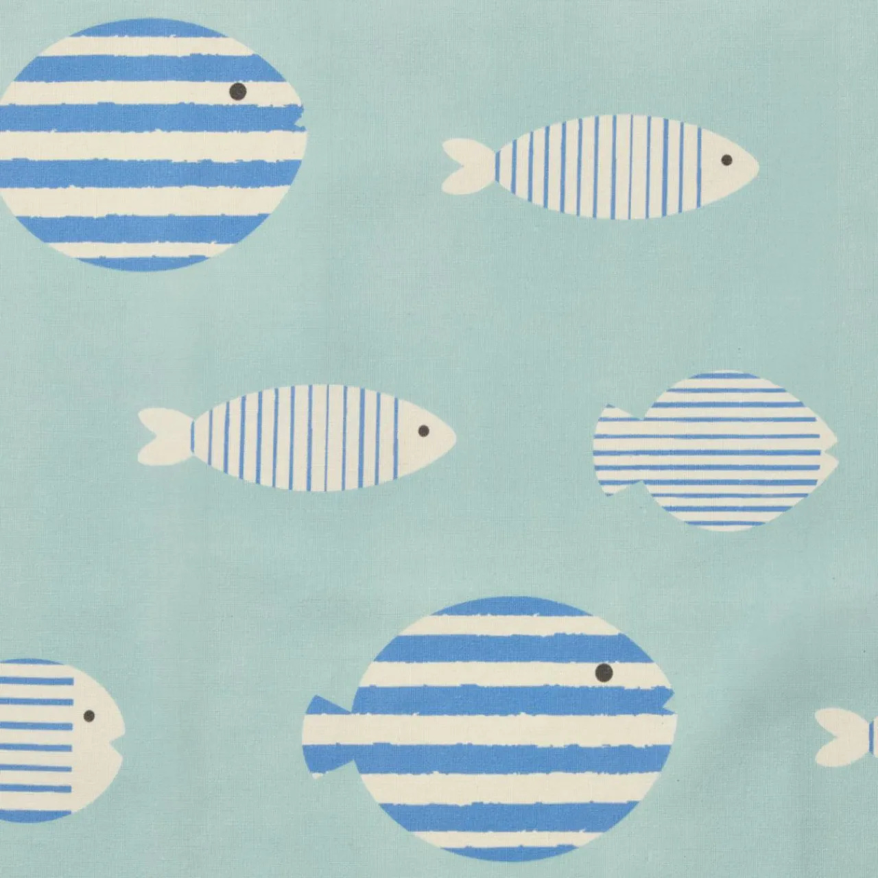 EMINZA Nappe rectangulaire coton enduit (150 x 350 cm) Fish e Bleu Discount