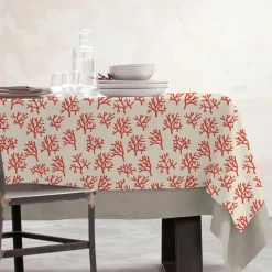 EMINZA Nappe rectangulaire coton enduit (150 x 350 cm) Moorea Corail Orange Sale