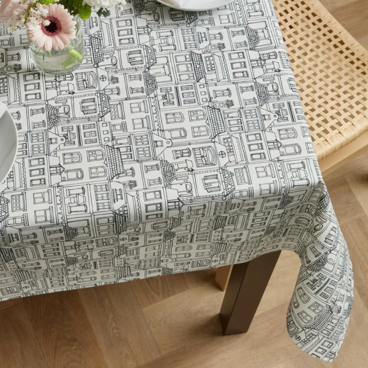 EMINZA Nappe rectangulaire coton enduit (150 x 250 cm) Home e Gris Outlet