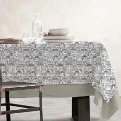 EMINZA Nappe rectangulaire coton enduit (150 x 250 cm) Home e Gris Outlet