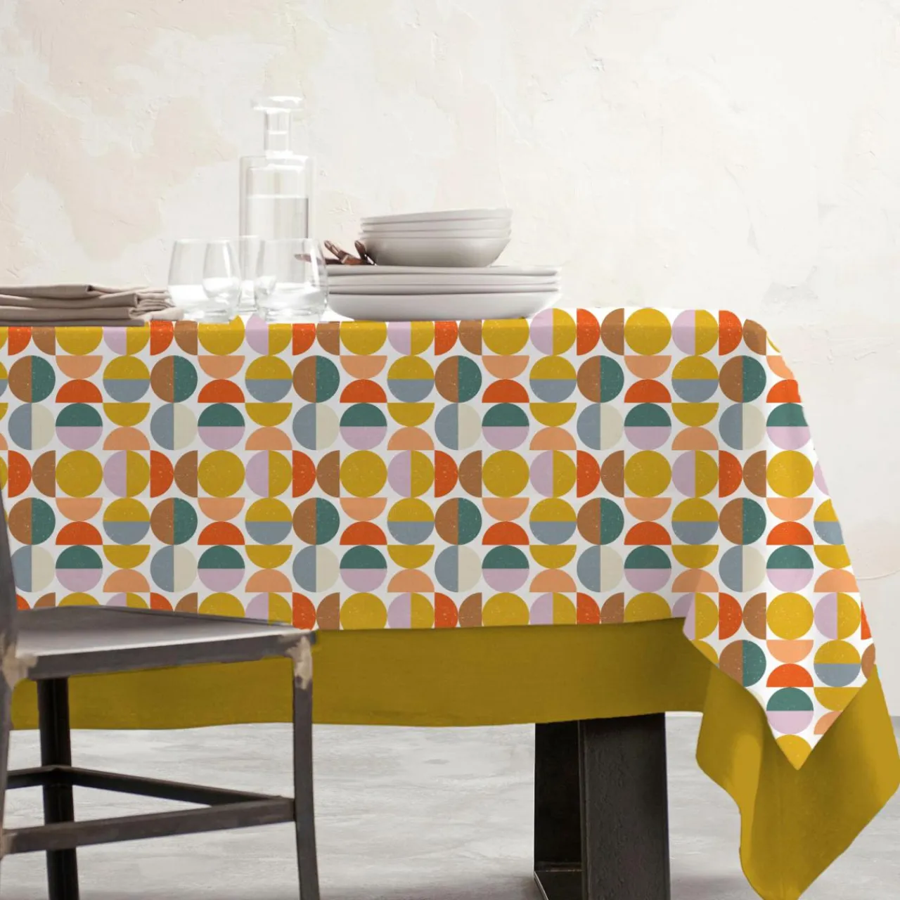 EMINZA Nappe rectangulaire coton enduit (150 x 350 cm) Brooklyn Multicolore Sale