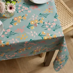 EMINZA Nappe rectangulaire coton enduit (150 x 350 cm) Juliette Vert Eucalyptus Sale