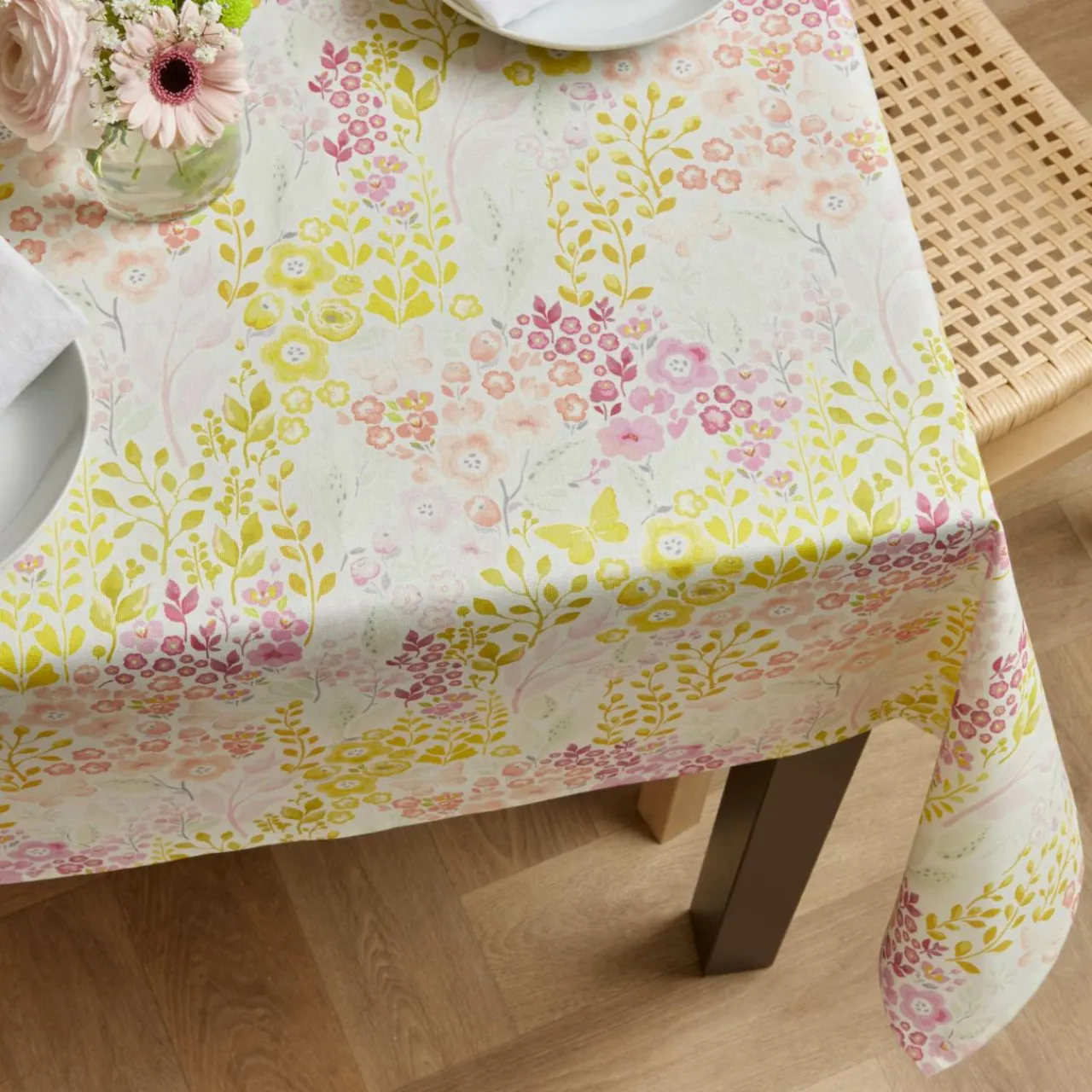 EMINZA Nappe rectangulaire coton enduit (150 x 350 cm) Paquerettes Multicolore