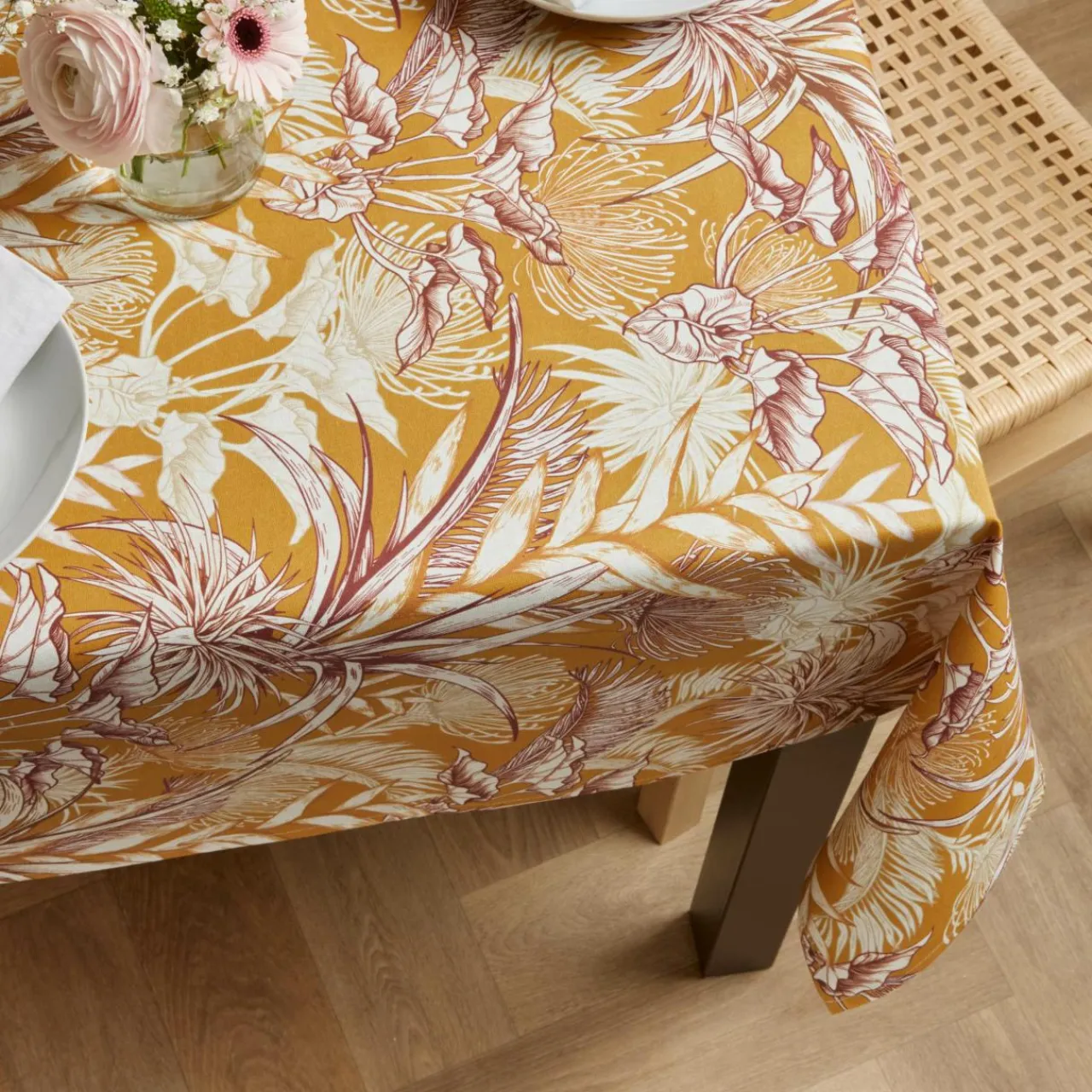 EMINZA Nappe rectangulaire coton enduit (150 x 250 cm) Granada Jaune moutarde Outlet