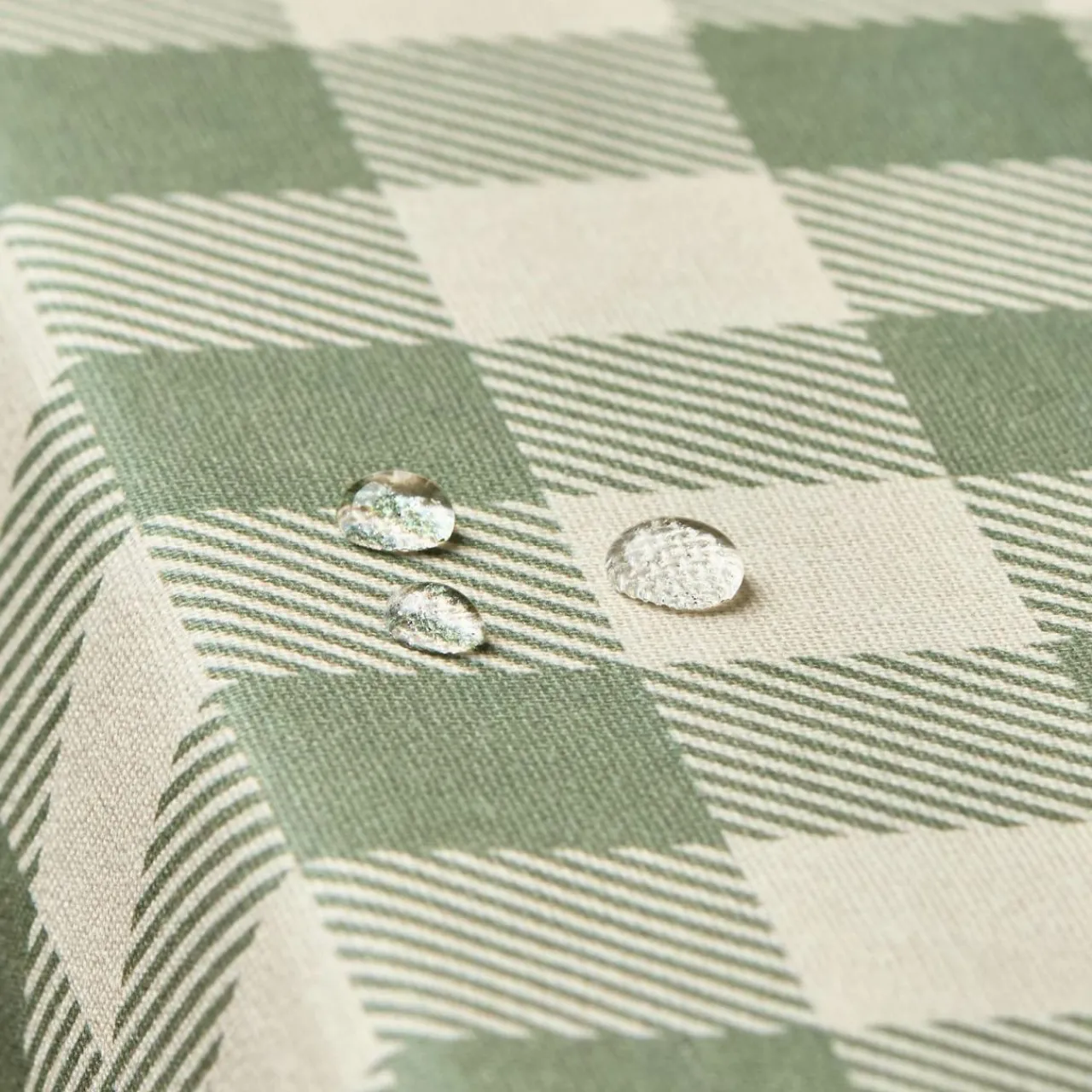 EMINZA Nappe rectangulaire coton enduit (150 x 350 cm) Vichy Vert sauge Best
