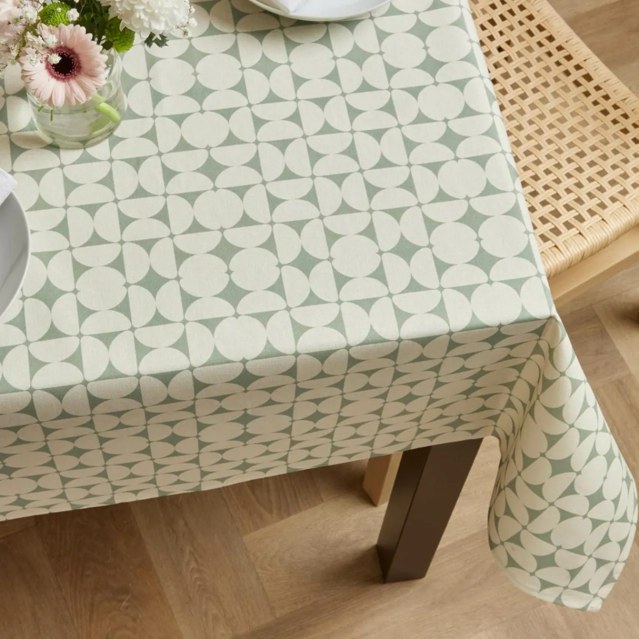 EMINZA Nappe rectangulaire coton enduit (150 x 350 cm) Sofia e Vert Discount