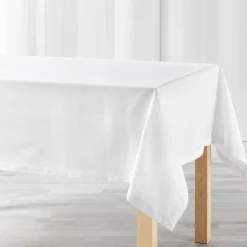 DOUCEUR D'INTERIEUR Nappe rectangulaire coton (140 x 240 cm) Charline he Blanc Discount