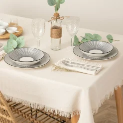 ATMOSPHERA Nappe rectangulaire coton (150 x 250 cm) Maha he Blanc Discount